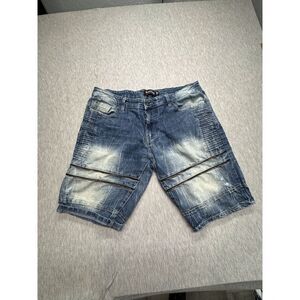 Southpole Men's Blue Distressed Denim Jean‎ Shorts Size 34 Slim